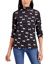 Curious-Cat-Print Top, Created for Macy's