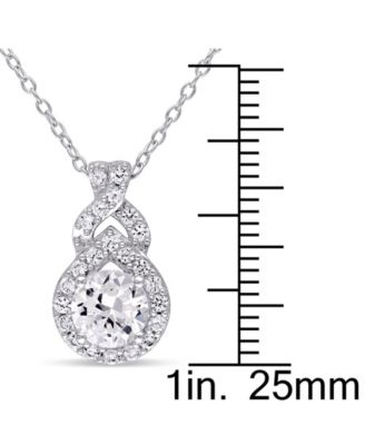 Created White Sapphire (1 4/5 ct. t.w.) Sterling Silver, Teardrop Halo Necklace