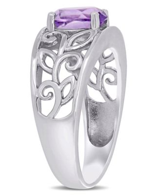 Amethyst (1 ct. t.w.) Oval Filigree Sterling Silver Ring