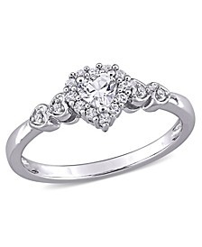 Created White Sapphire (3/8 ct. t.w.) and Diamond - Sterling Silver, Accent Heart Ring
