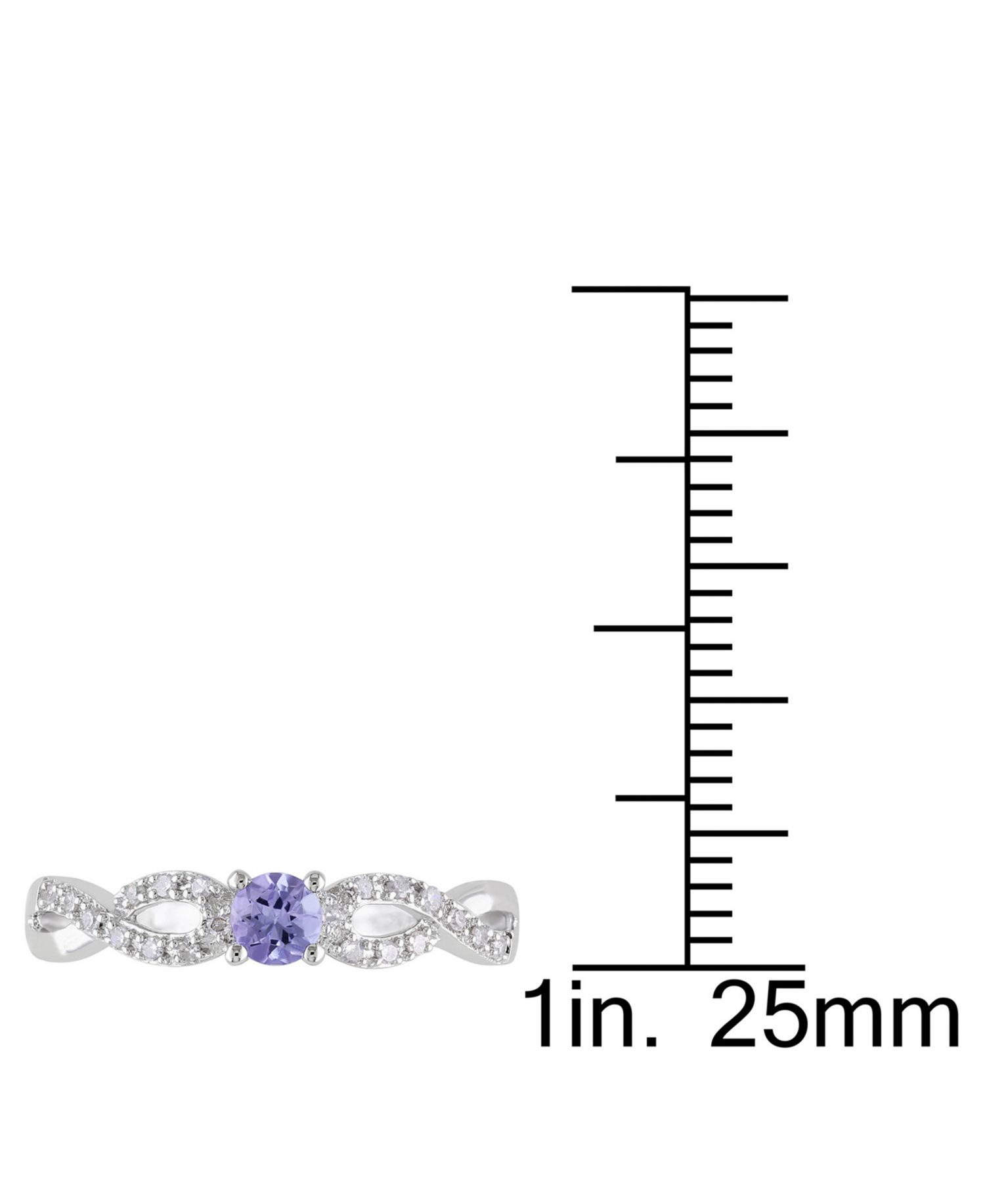 Tanzanite (1/6 ct. t.w.) and Diamond (1/10 ct. t.w.) Sterling Silver, Infinity Ring