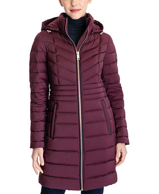 Michael Kors Women's Hooded Stretch Packable Down Puffer Coat, Created ...