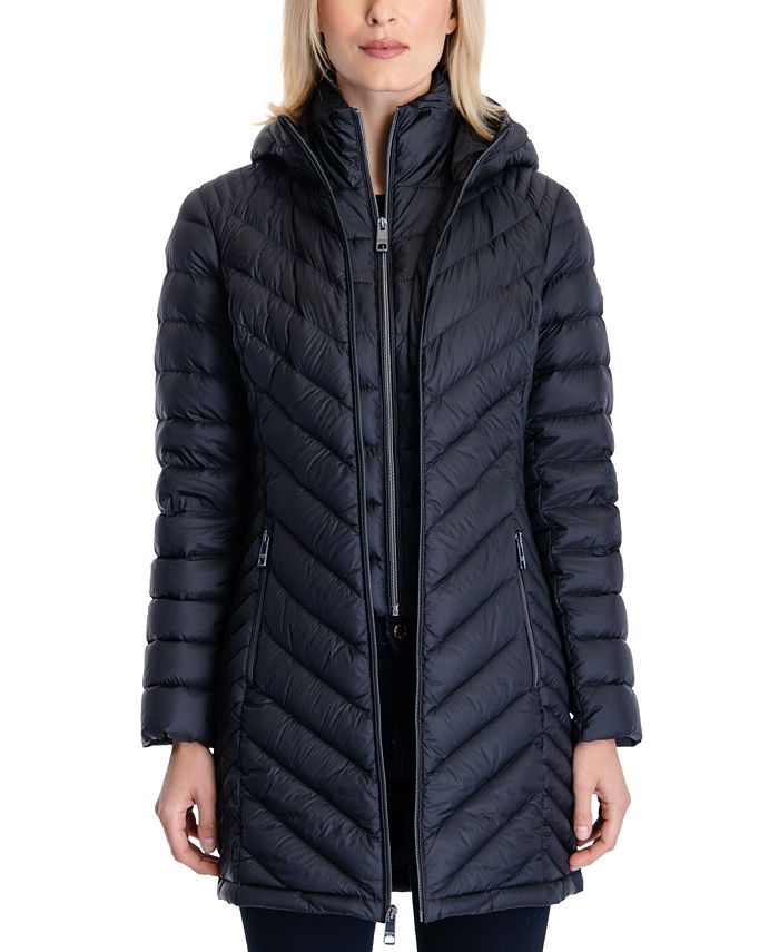 Michael Kors Women's Hooded Stretch Packable Down Puffer Coat, Created ...