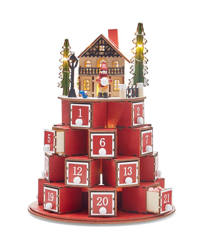 Holiday Lane Christmas Cheer Red Town LightUp Advent Calendar Décor