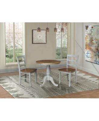 30" Round Top Pedestal Dining Table with 2 Madrid Ladderback Chairs, 3 Piece Dining Set