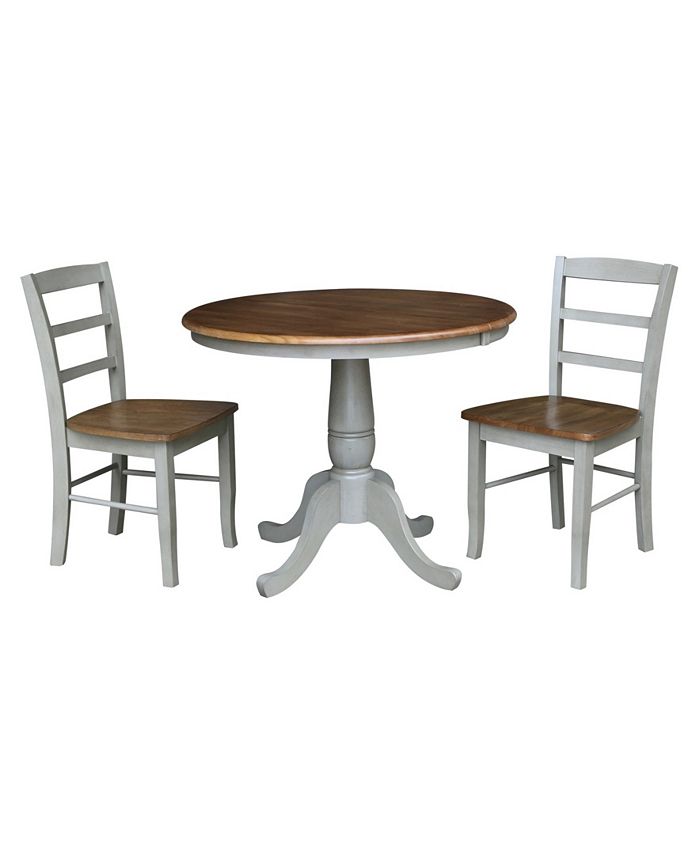 International Concepts 36" Round Extension Dining Table with 2 Madrid
