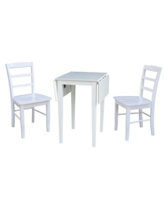 Small Dual Drop Leaf Dining Table with 2 Madrid Ladderback Chairs, 3 Piece Dining Set