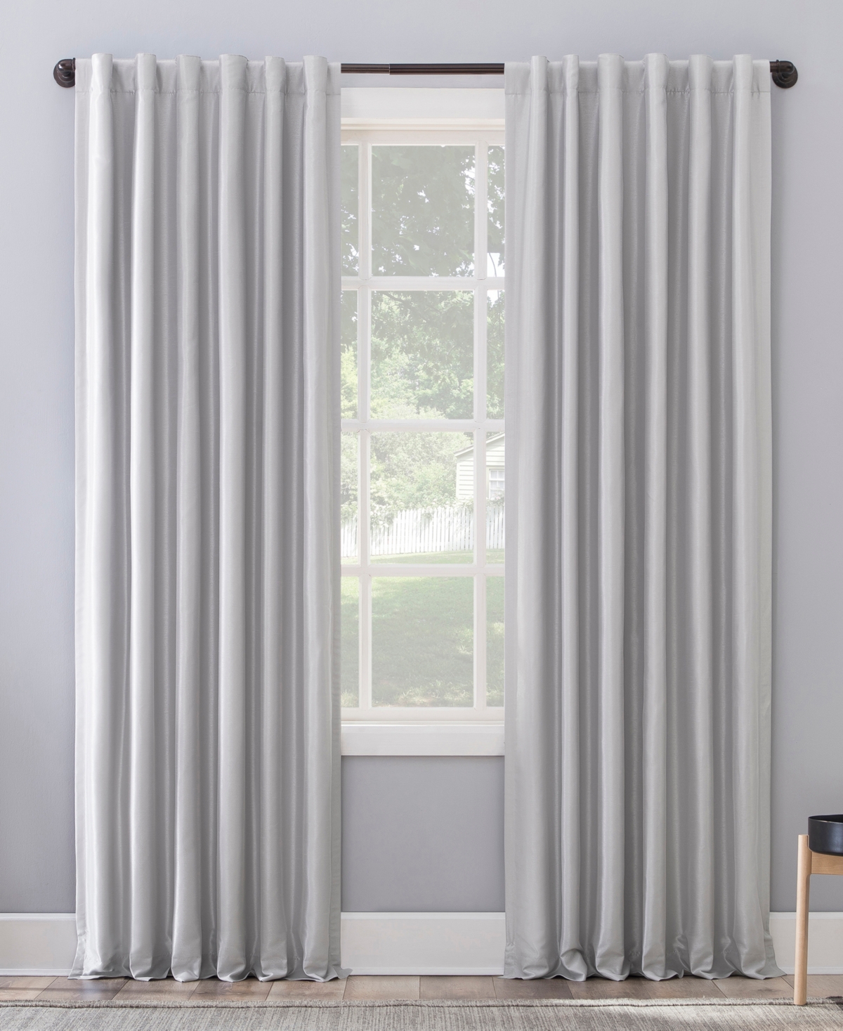 Sun Zero Evelina Faux Silk Thermal Blackout Curtain Panel, 50" X 63" In Chrome Gray
