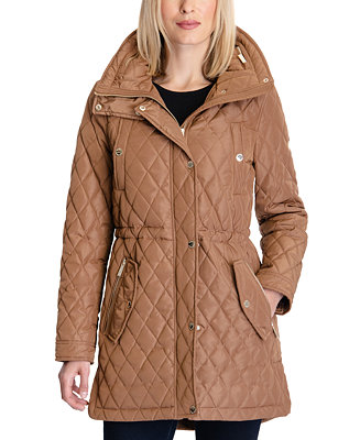 Michael Kors Petite Hooded Quilted Anorak, Created for Macy's - Macy's