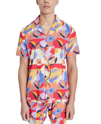 Native Youth - Men's Mimosa Regular-Fit Abstract Floral-Print Camp Shirt