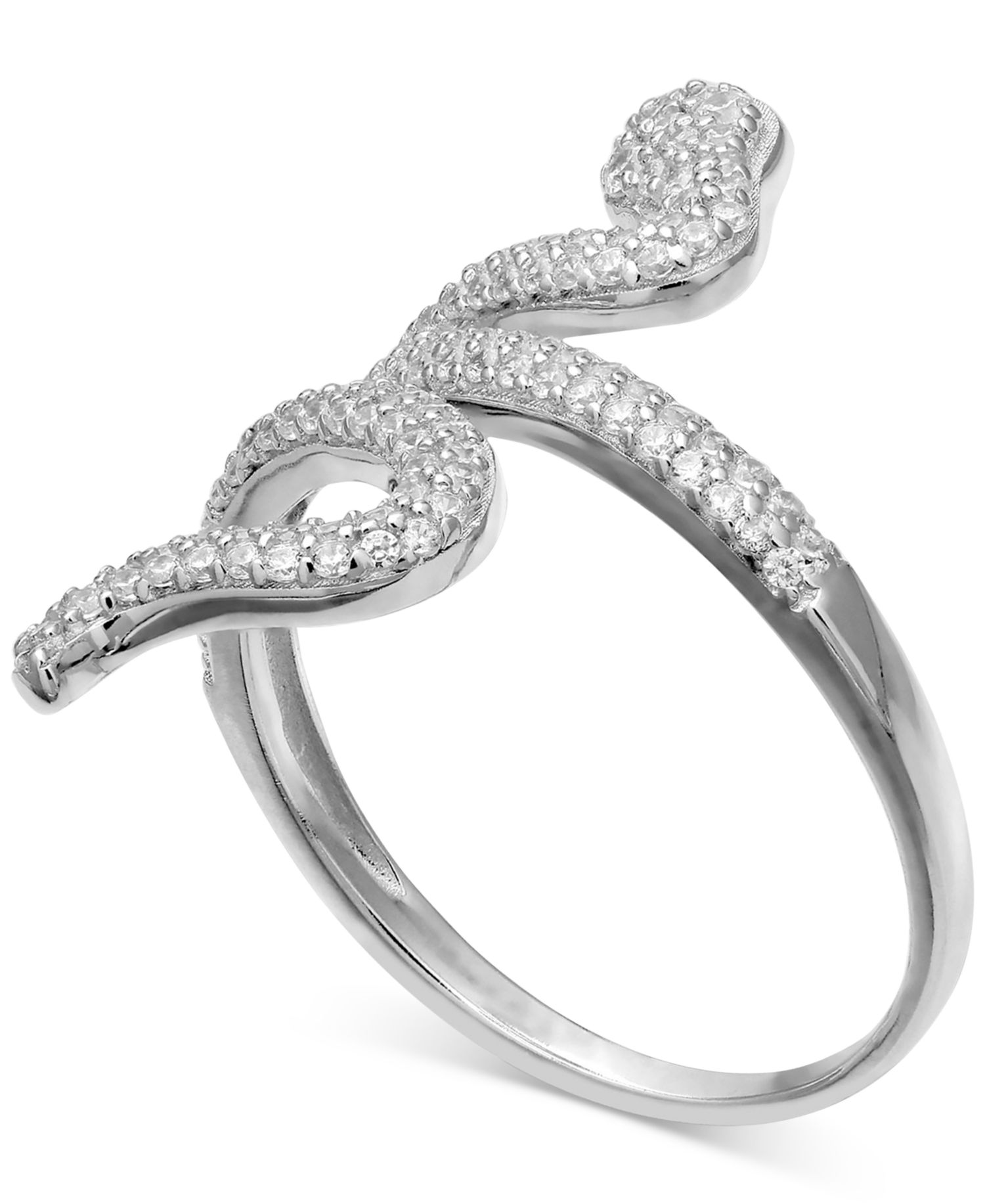 Cubic Zirconia Snake Ring in Sterling Silver