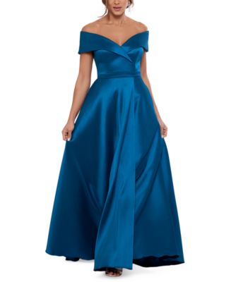 XSCAPE Off-The-Shoulder Twill Gown - Macy's
