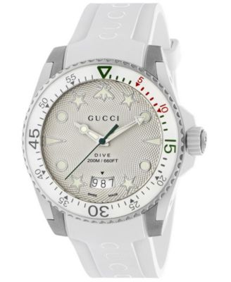 Gucci - Men's Swiss Dive White Rubber Strap Watch 40mm