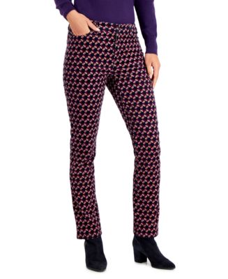 Charter Club Womens Lexington Corduroy Tummy Control Pants Pink Size 8