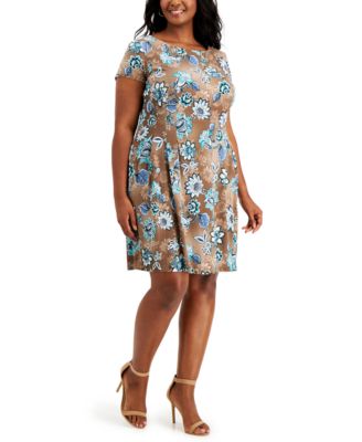 Connected - Plus Size Printed Fit & Flare Dress
