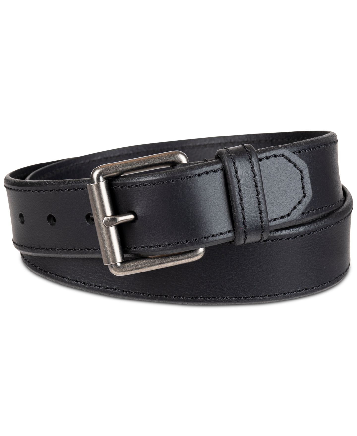 Мужской ремень Levi's Beveled-Edge Leather Belt, цвет: Чёрный — фото 1