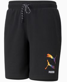 Men's Pride Regular-Fit Rainbow Logo-Print 8" French Terry Shorts