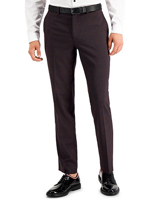 INC International Concepts Men's Slim-Fit Purple Plaid Suit Pants ...