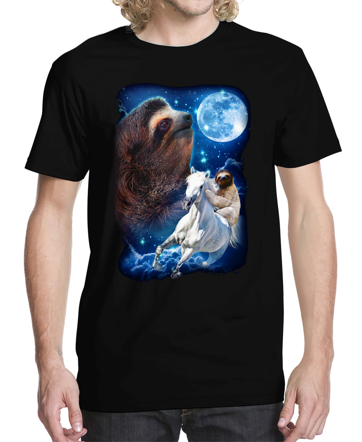 Men's Sloth Majestic Graphic T-shirt - Black