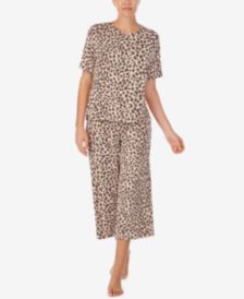 Printed Cropped Pajama Pants Set