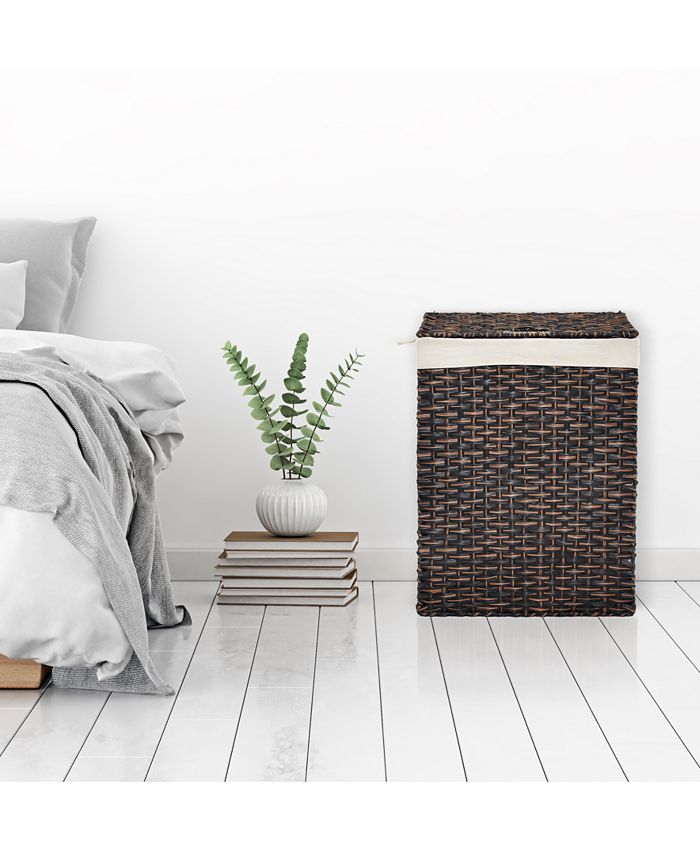 Seville Classics Foldable Rectangular Laundry Hamper with Lid & Canvas