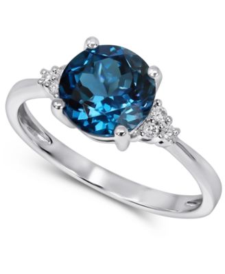 Macy's - London Blue Topaz (2-1/4 ct. t.w.) & Diamond (1/20 ct. t.w.) Ring in 14k White Gold (Also in Amethyst & Rhodolite Garnet)