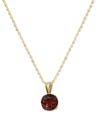Gemstone Solitaire Pendant Necklace in 14k Gold, 16" + 2" extender