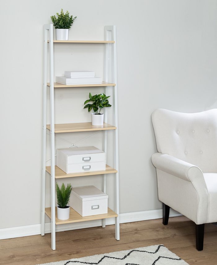 Honey Can Do - Wood & Metal A-Frame Ladder Shelf with 5-Tiers