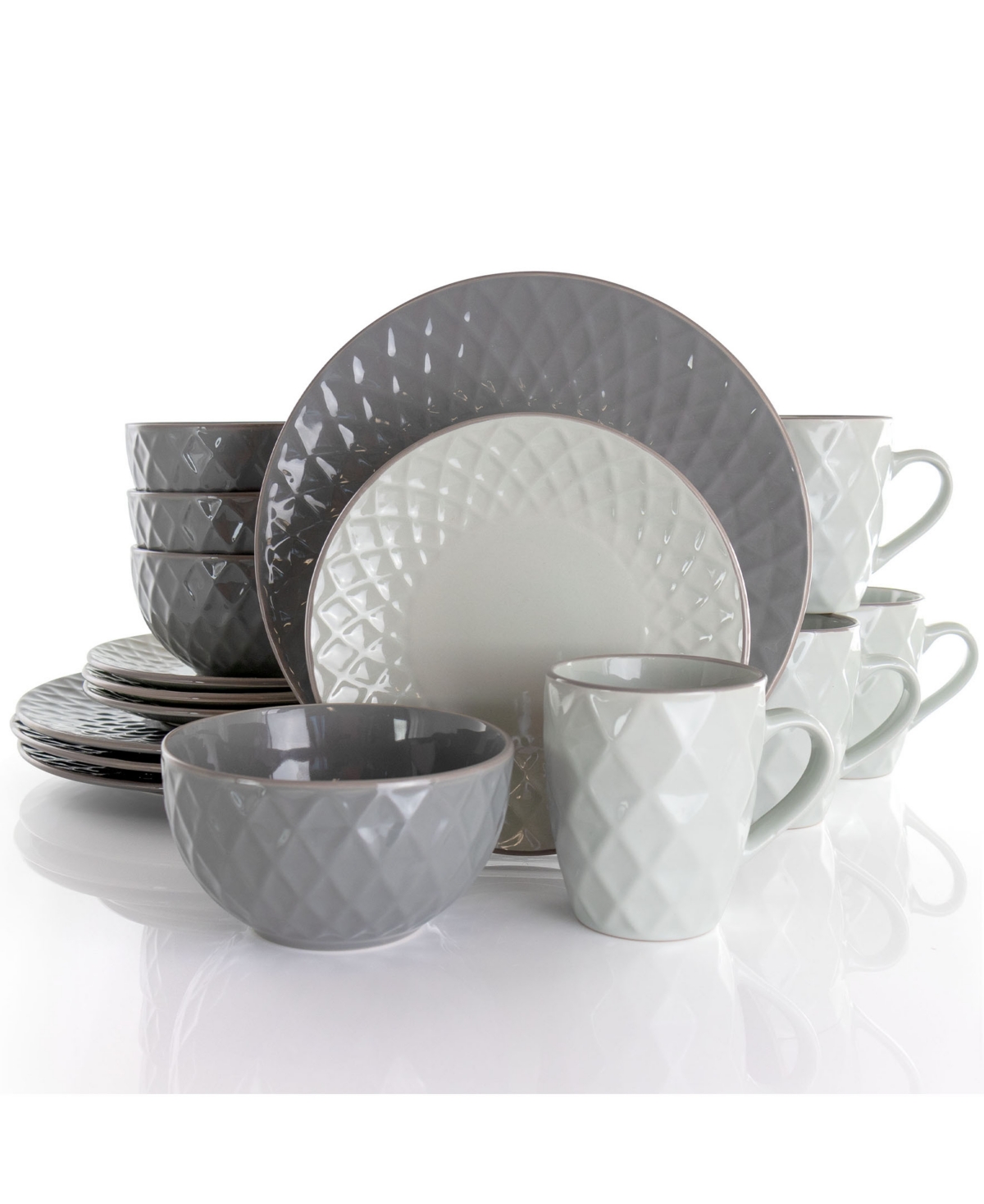 Elama Tahitian Diamond Dinnerware Set, Service for 4