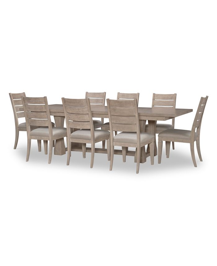 Furniture - Milano 9pc Dining Set(Table & 8 Ladder Back Side Chairs)