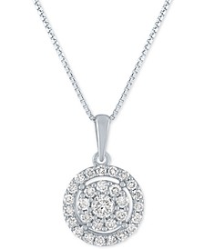 Lab-Created Diamond Halo Cluster Pendant Necklace (1/2 ct. t.w.) in Sterling Silver, 16" + 2" extender