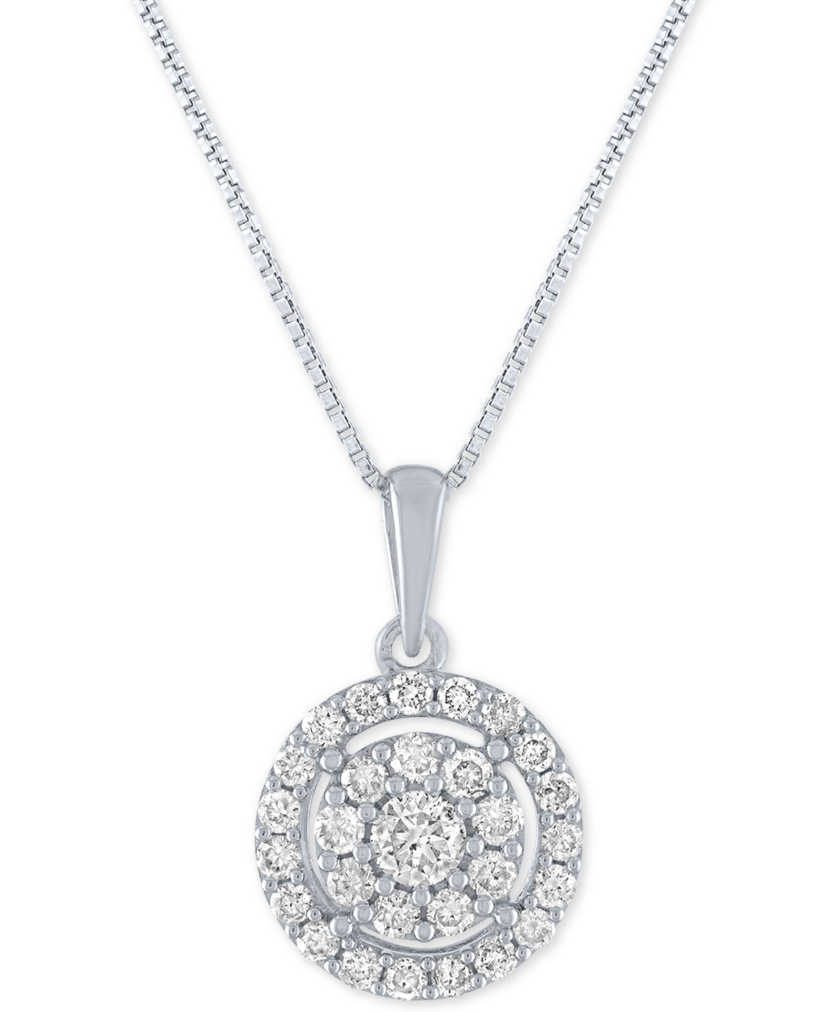 Forever Grown Diamonds Lab-Created Diamond Halo Cluster Pendant Necklace (1/2 ct. t.w.) in Sterling Silver, 16" + 2" extender