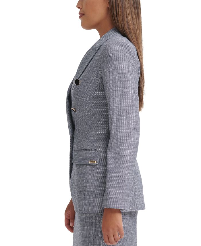 Calvin Klein Women's Textured Double-Breasted Blazer Gray Size 4