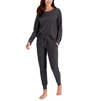 Jenni Laid-Back Sporty Style Solid Waffle-Knit Pajama Set