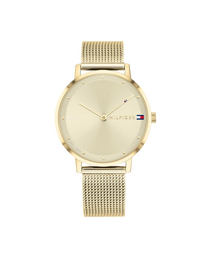Tommy Hilfiger Women's Gold-Tone Mesh Bracelet Watch 35mm & Reviews ...