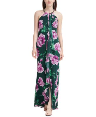 Calvin Klein - Floral-Print Cascade Gown