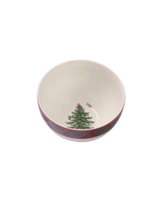 Christmas Tree Tartan Rice Bowls, Set of 4