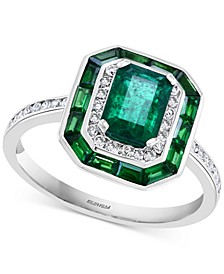 EFFY® Multi-Gemstone (1-5/8 ct. t.w.) & Diamond (1/4 ct t.w.) Halo Statement Ring in 14k White Gold