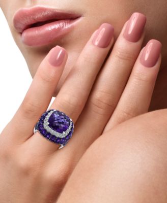 EFFY&reg; Amethyst (12 ct. t.w.) & White Topaz (5/8 ct. t.w.) Statement Ring in Sterling Silver