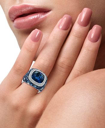 EFFY Collection - Blue Topaz (12-5/8 ct. t.w.) & White Sapphire (1/2 ct. t.w.) Statement Ring in Sterling Silver