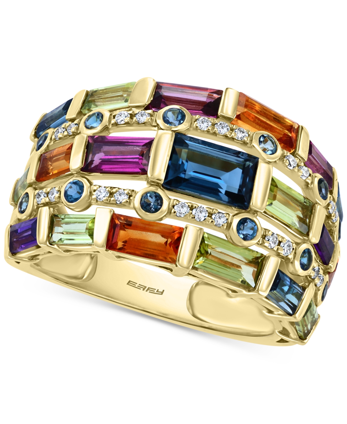 Effy Multi-Gemstone (3-3/4 ct. t.w.) & Diamond (1/10 ct. t.w.) Statement Ring in 14k Gold - Yellow Gold