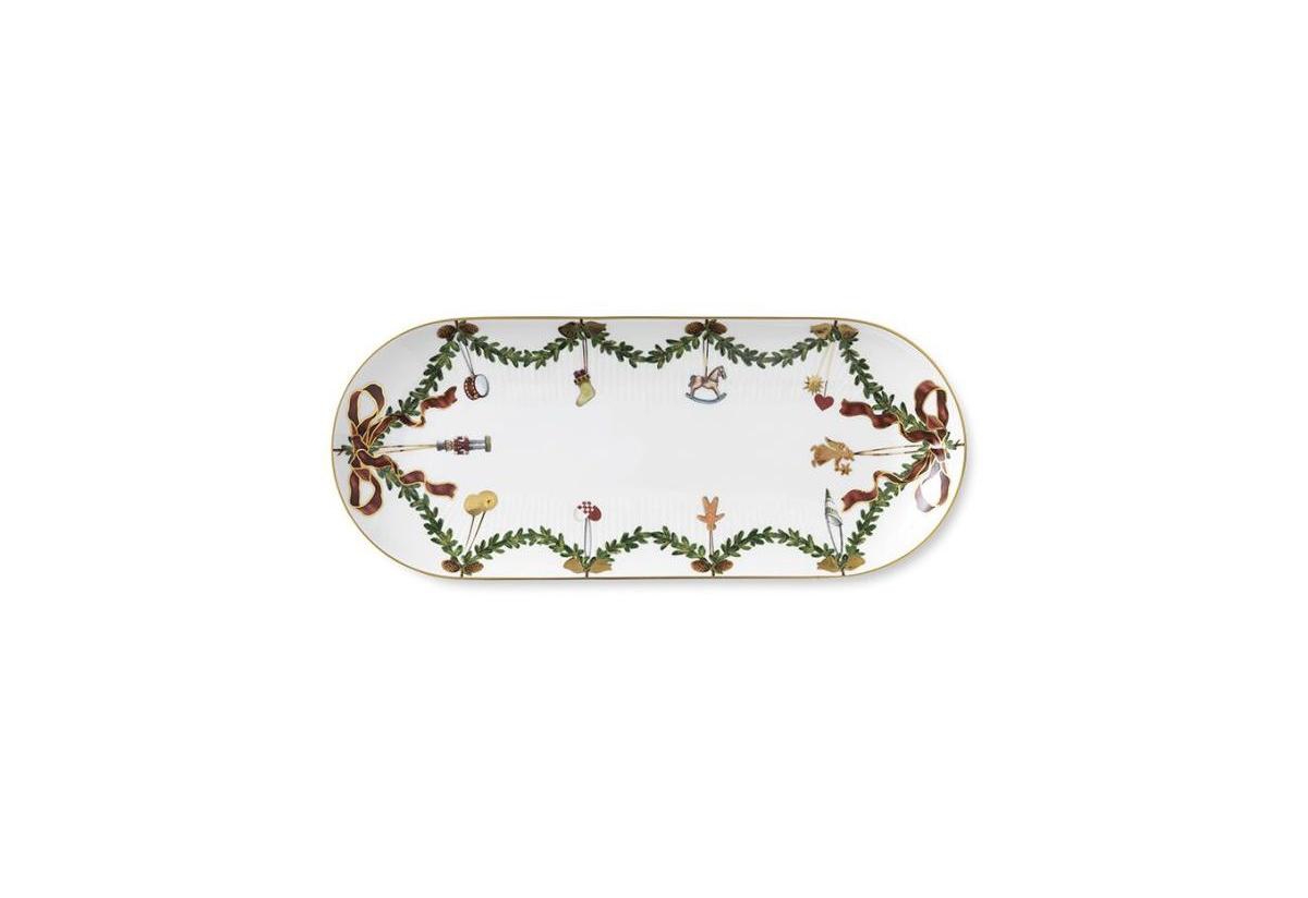 Star Fluted Christmas Oblong Dish, L