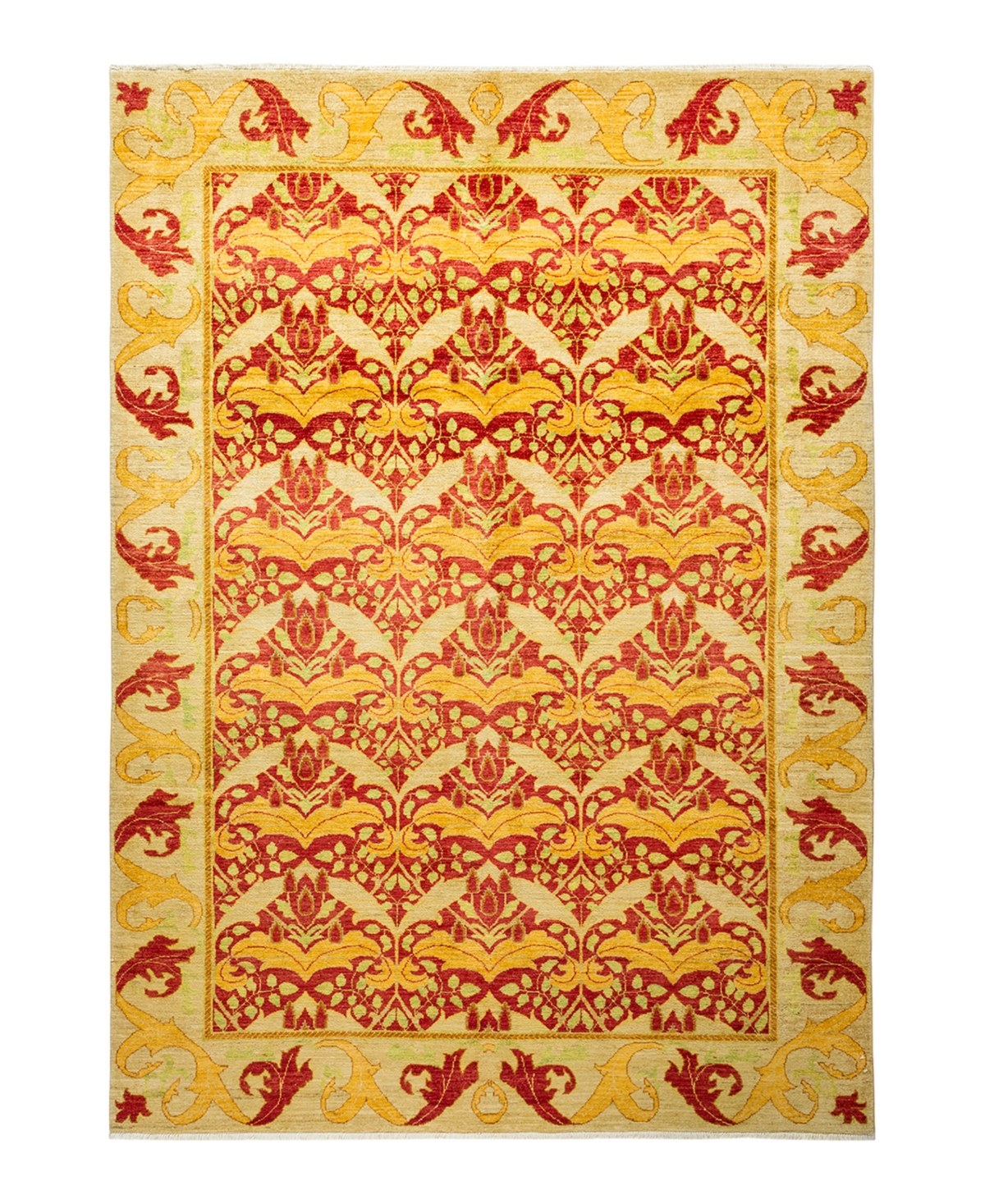Adorn Hand Woven Rugs Arts and Crafts M1566 6'3in x 8'9in Area Rug - Red