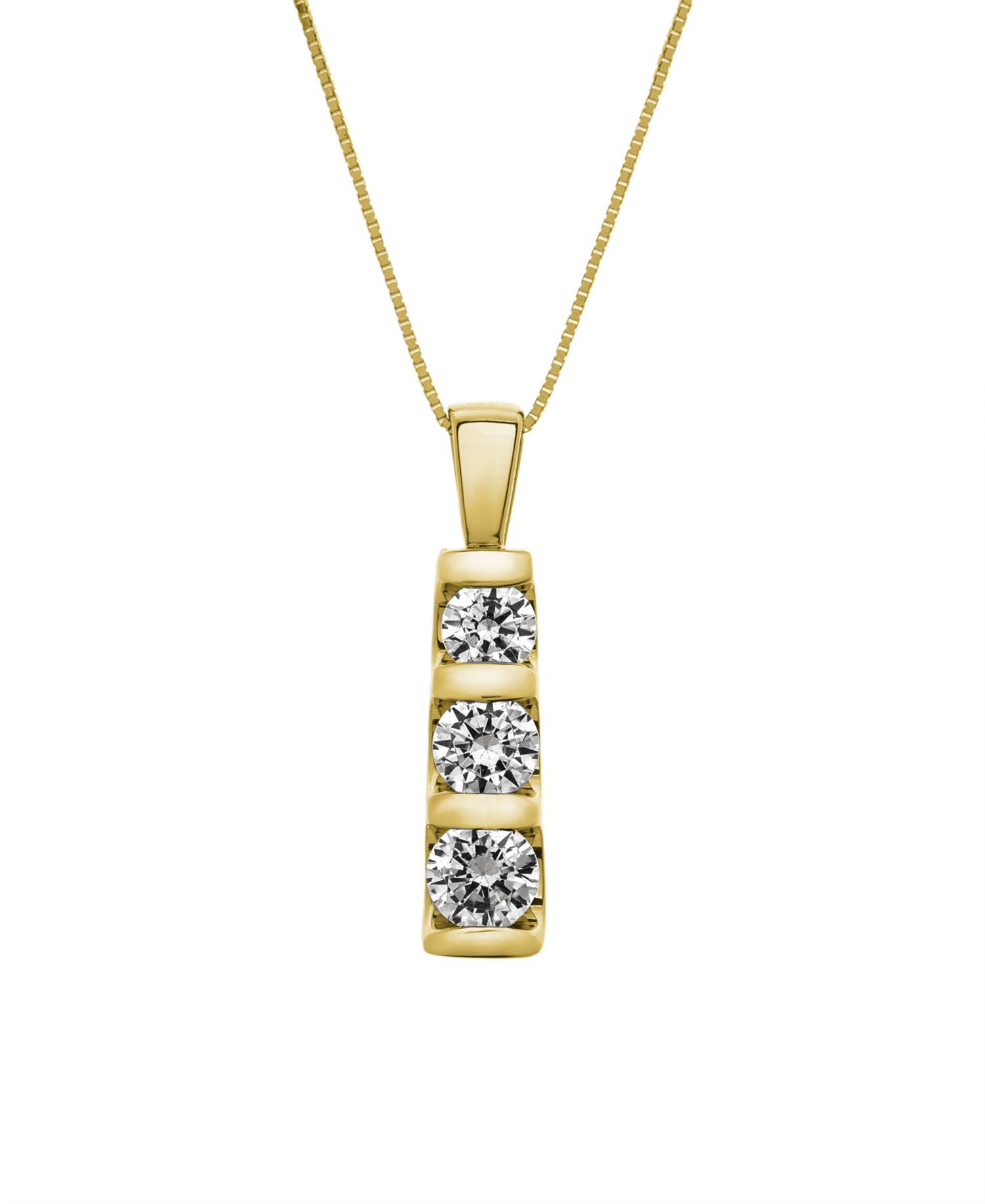 Three-Stone Diamond Pendant Necklace in 14k White Gold (1/2 ct. t.w.)