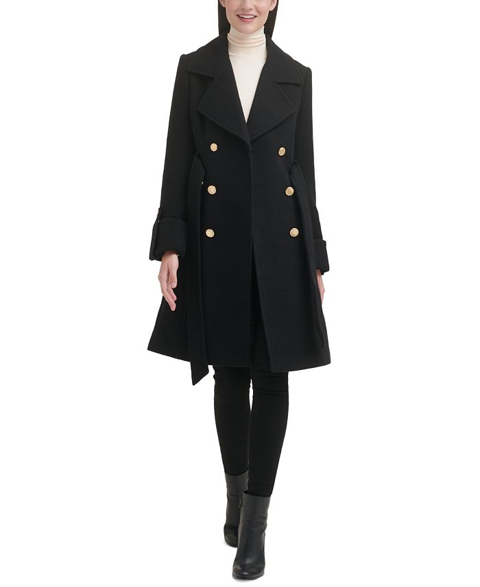GUESS Women's Double-Breasted Belted Walker Coat & Reviews - Coats ...