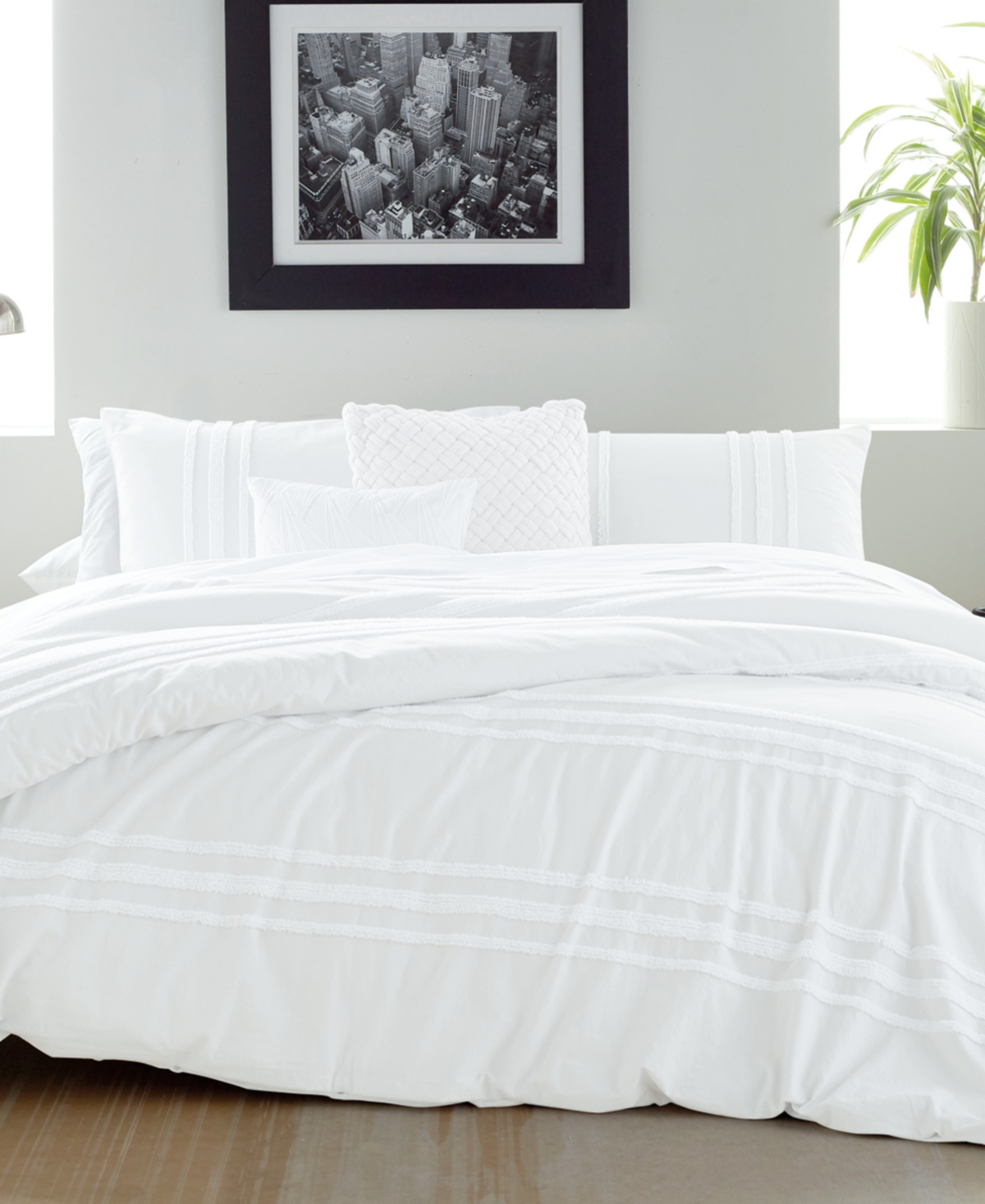 Dkny Chenille Stripe 3-pc. Comforter Set, King In White