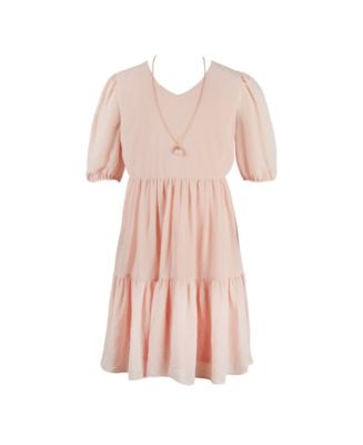 Beautees Big Girls Puff Sleeve V-Neck Dress - Macy's