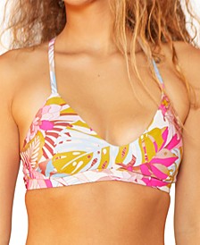 Juniors' Palm Paradise Adjustable Bralette Bikini Top