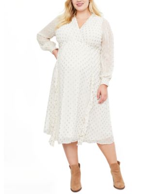 Jessica Simpson - Plus Size Clip-Dot Flounce Maternity Dress