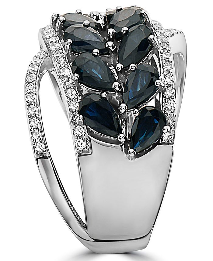 EFFY Collection - Sapphire (4 ct. t.w.) & Diamond (1/3 ct. t.w.) Statement Ring in 14k White Gold